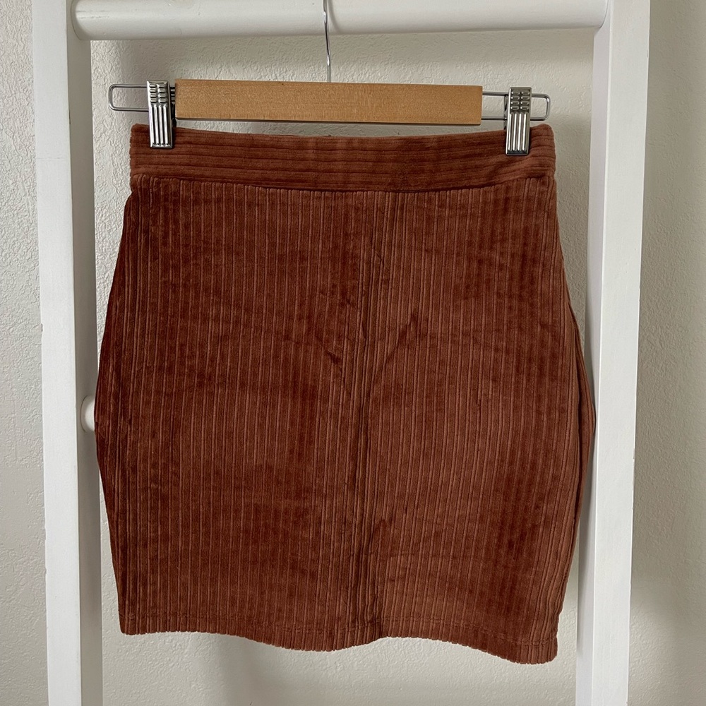 NWOT Double Zero Velvet Ribbed Bodycon Mini Skirt Small